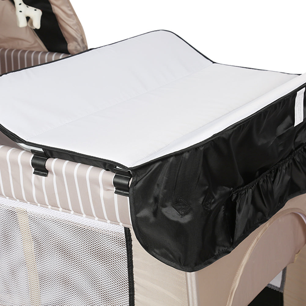 Barmøya 3-in-1 Baby-Reisebett mit Wickelauflage – Reisebett, Laufstall & Beistellbett beige