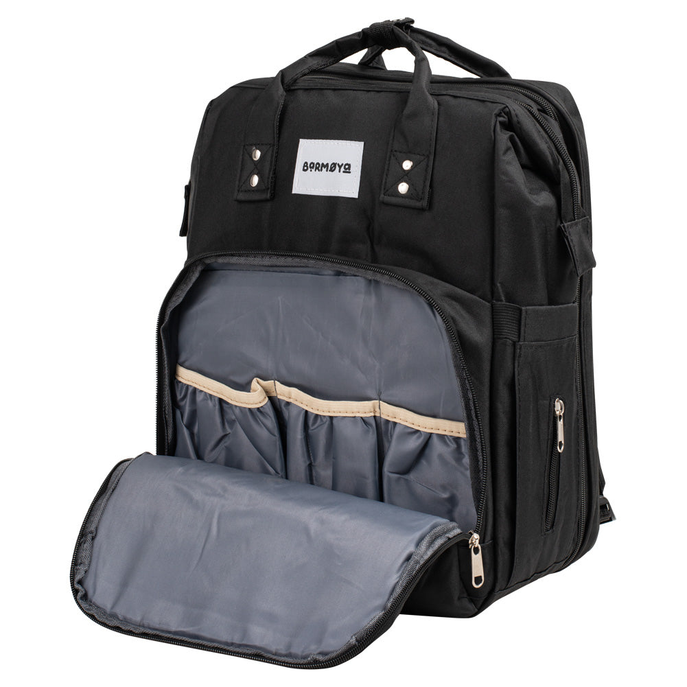 Barmøya 2-in-1 Wickelrucksack mit Ablage schwarz