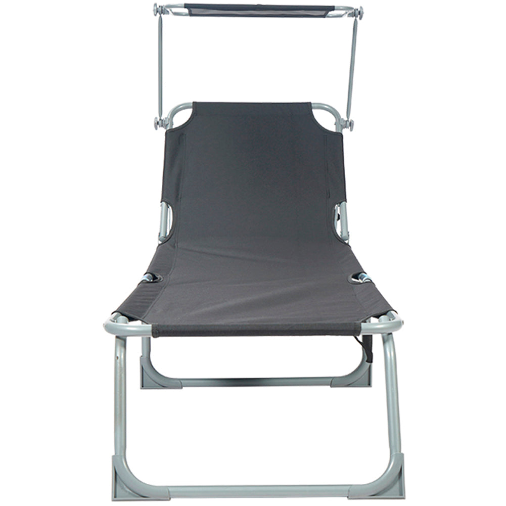BIXENTE klappbare Gartenliege mit Sonnenschutz 188 cm 2er-Set schwarz
