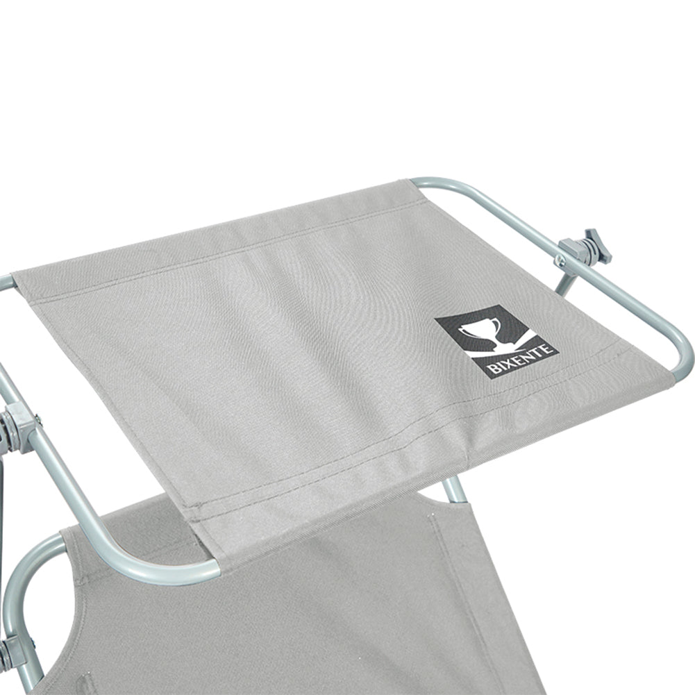 BIXENTE klappbare Gartenliege mit Sonnenschutz 188 cm 2er-Set grau