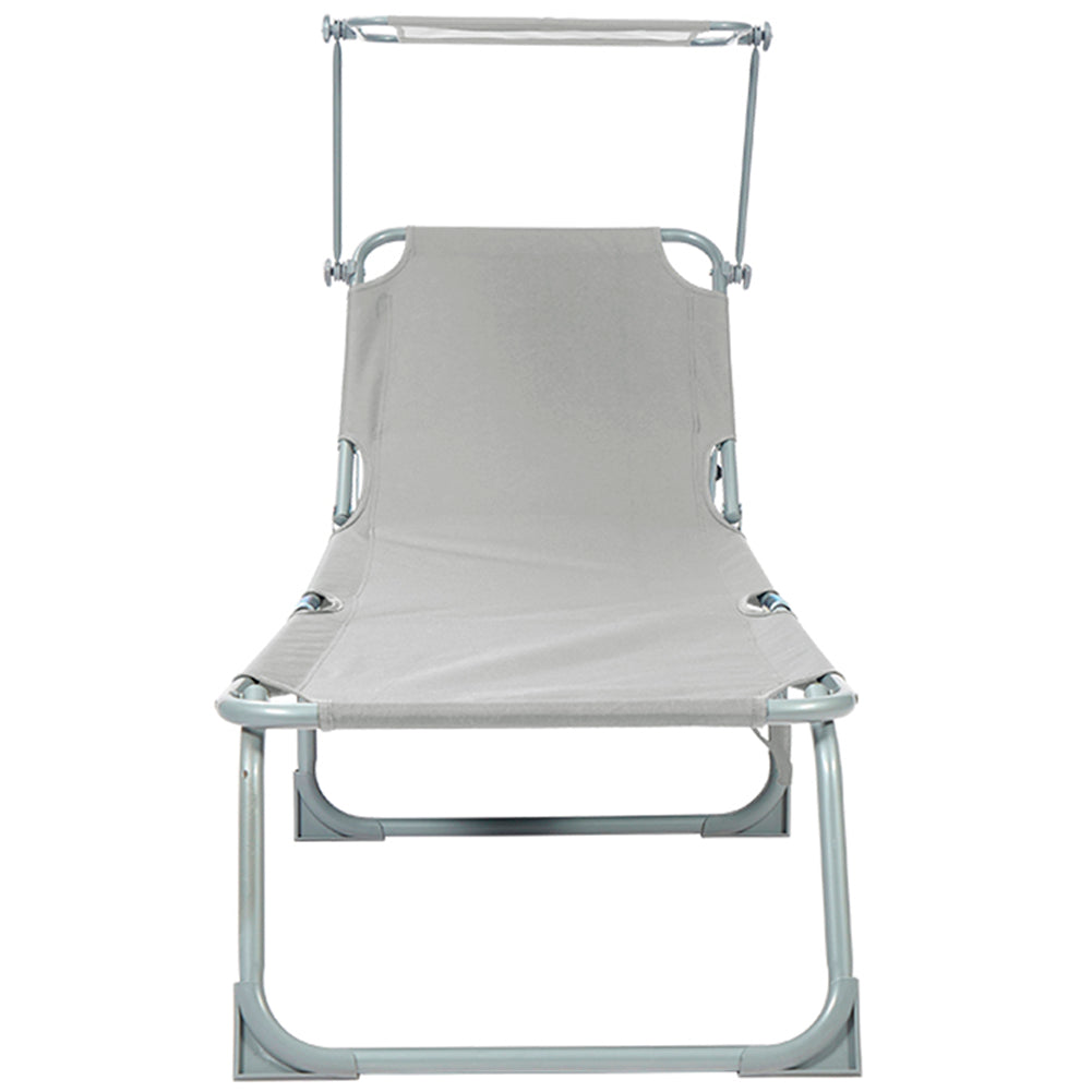 BIXENTE klappbare Gartenliege mit Sonnenschutz 188 cm 2er-Set grau