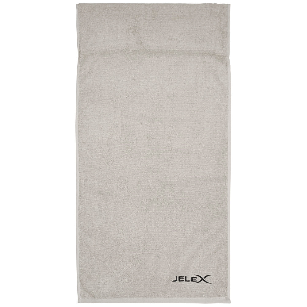 JELEX "100FIT" Fitness Handtuch mit Zip-Tasche grau