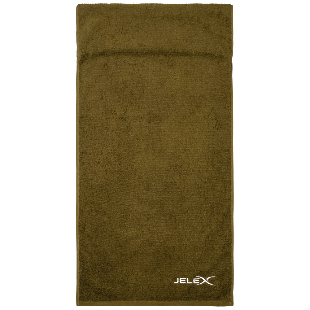 JELEX "100FIT" Fitness Handtuch mit Zip-Tasche armygrün