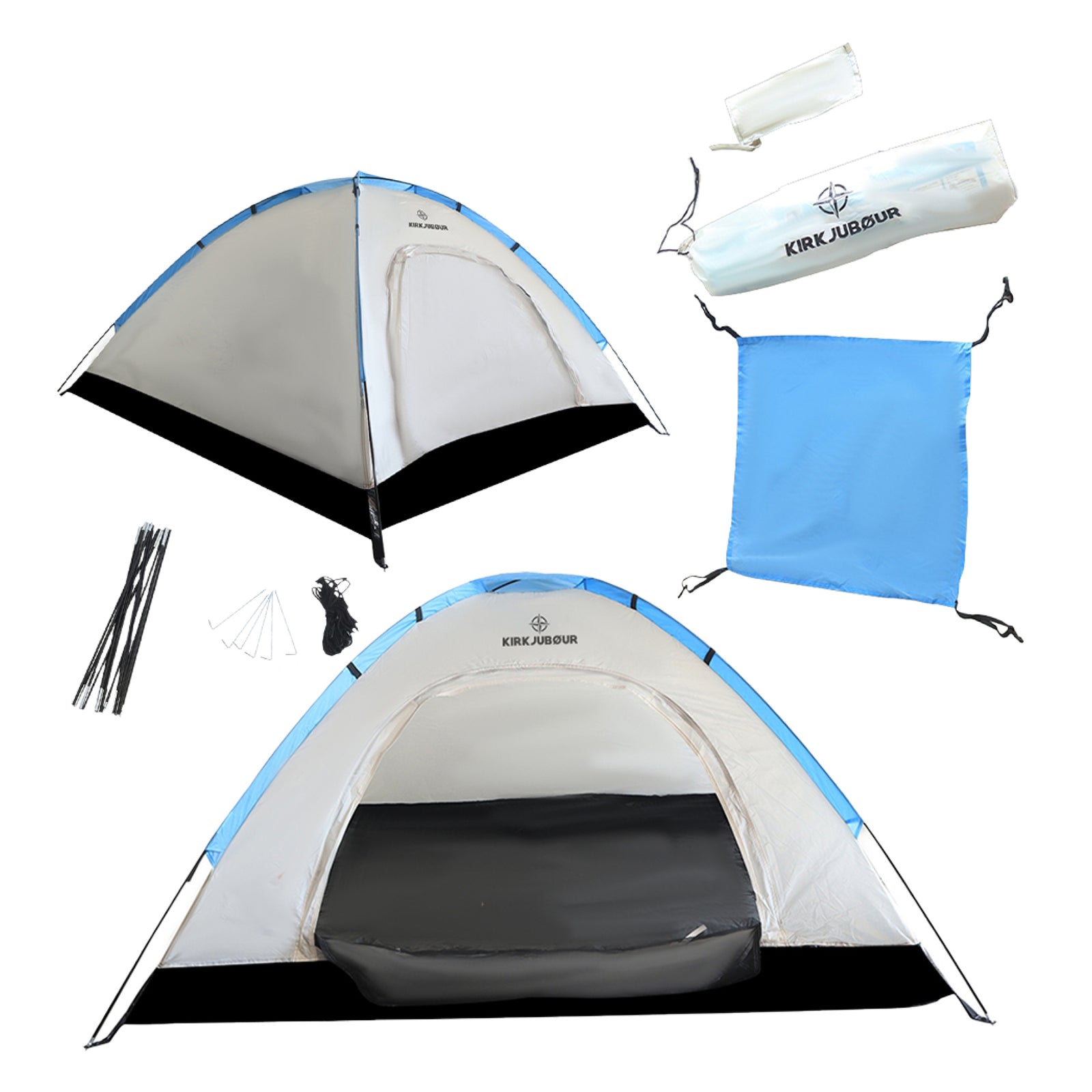 KIRKJUBØUR® "Vindr" 2 Personen-Camping-Zelt weiß