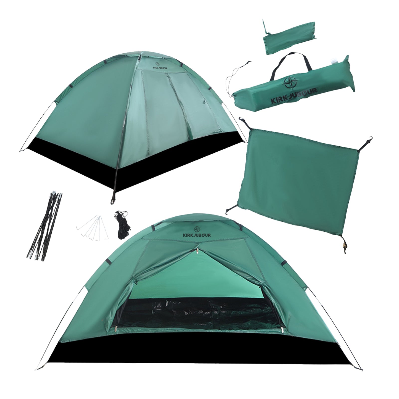 KIRKJUBØUR® "Vindr" 1 Person-Camping-Zelt grün