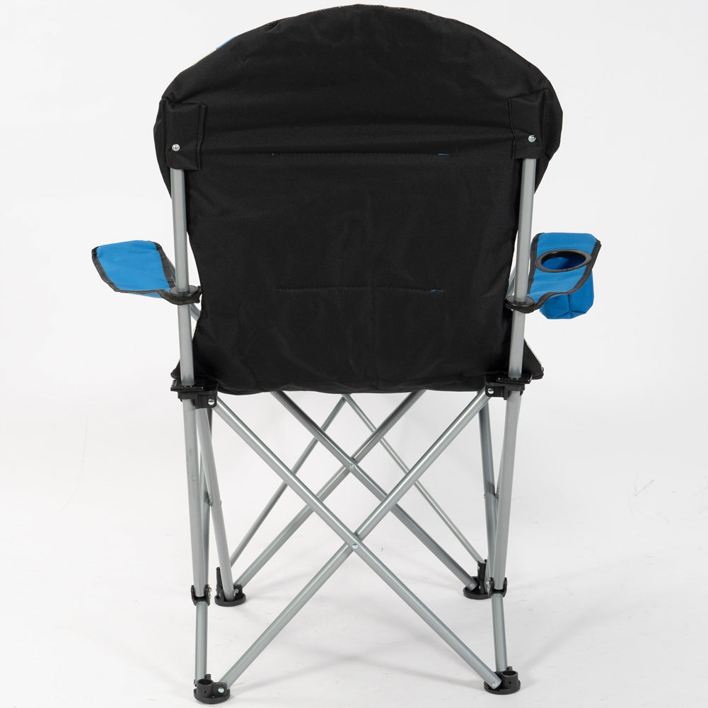 KIRKJUBØUR® "Asgard" gepolsterter Campingstuhl mit Fußteil blau