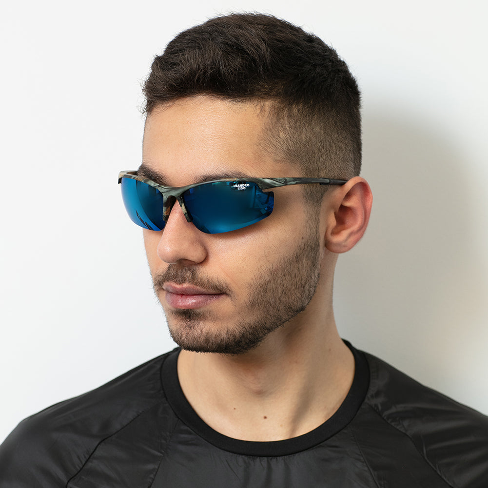 LEANDRO LIDO Power Sport Sonnenbrille camo/blau
