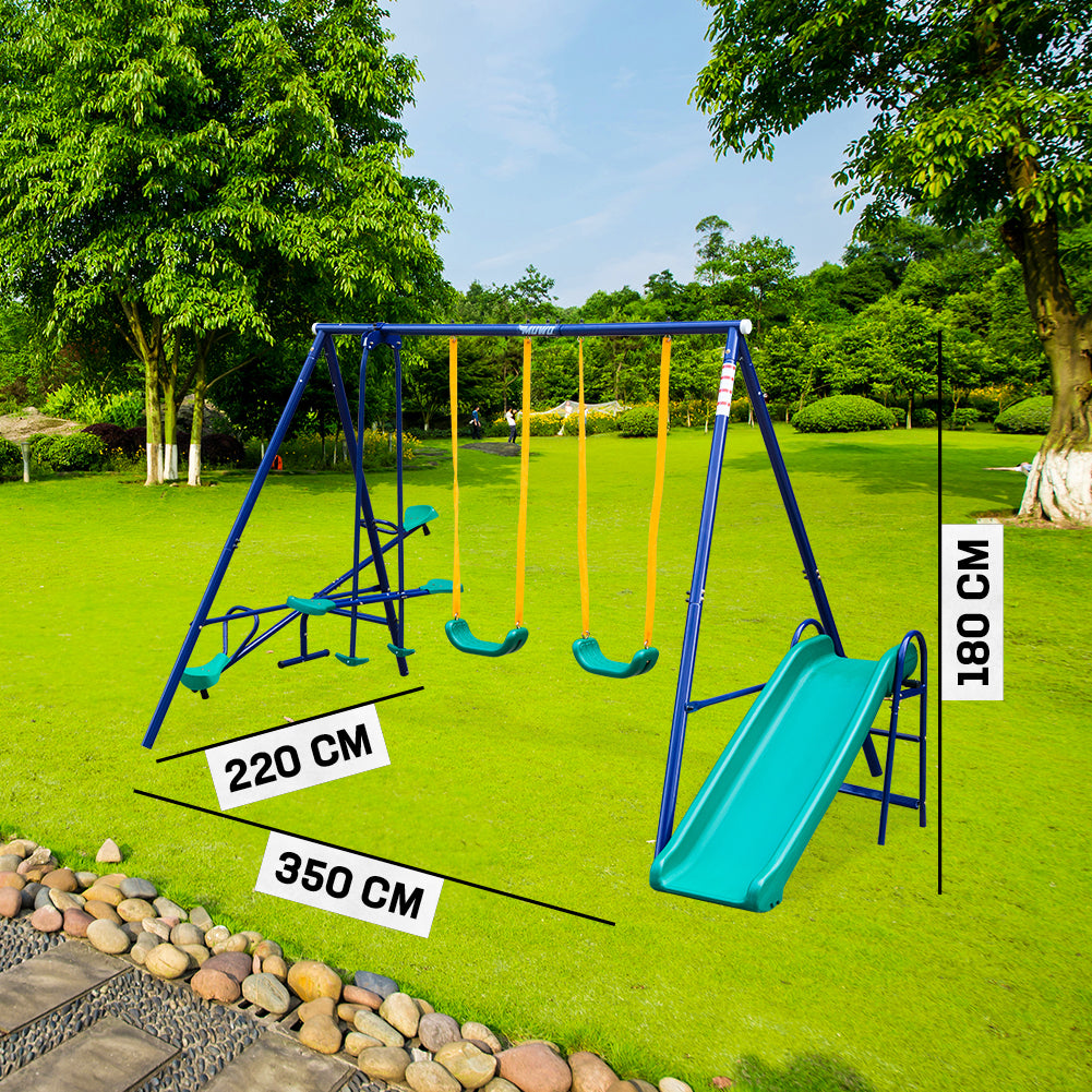 MUWO "Elliot" Spielgerüst mit Schaukeln, Schaukelwippe, Wippe, Rutsche