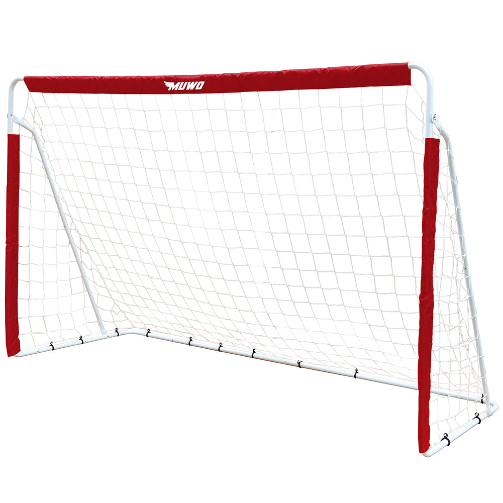 MUWO Fußballtor aus Stahl 240 x 150 cm rot/weiß