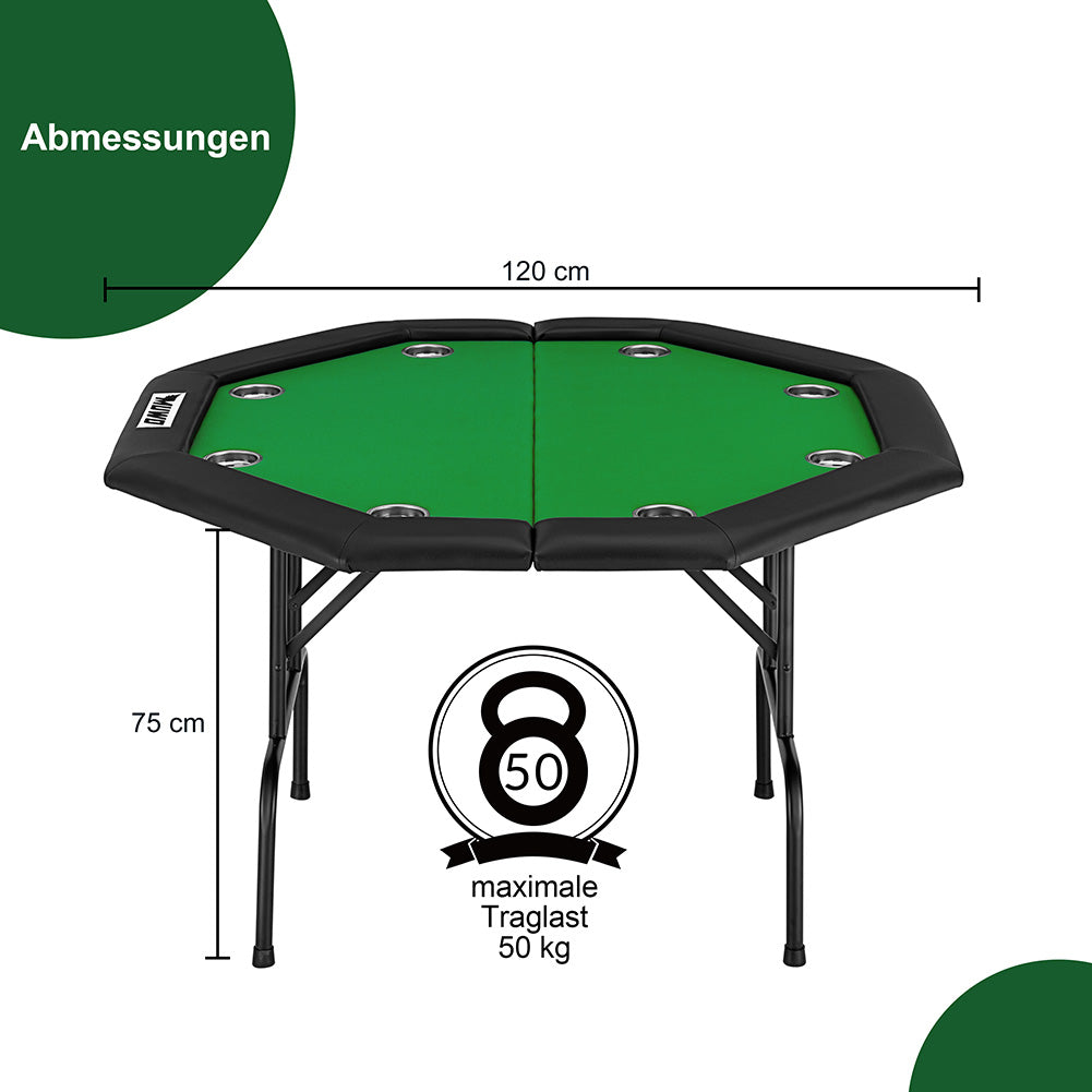 MUWO klappbarer Pokertisch für 8 Spieler grün