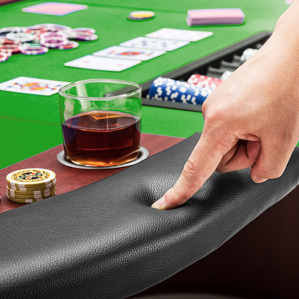 MUWO Pokertisch für 10 Spieler mit Dealerbereich und Chipablage grün