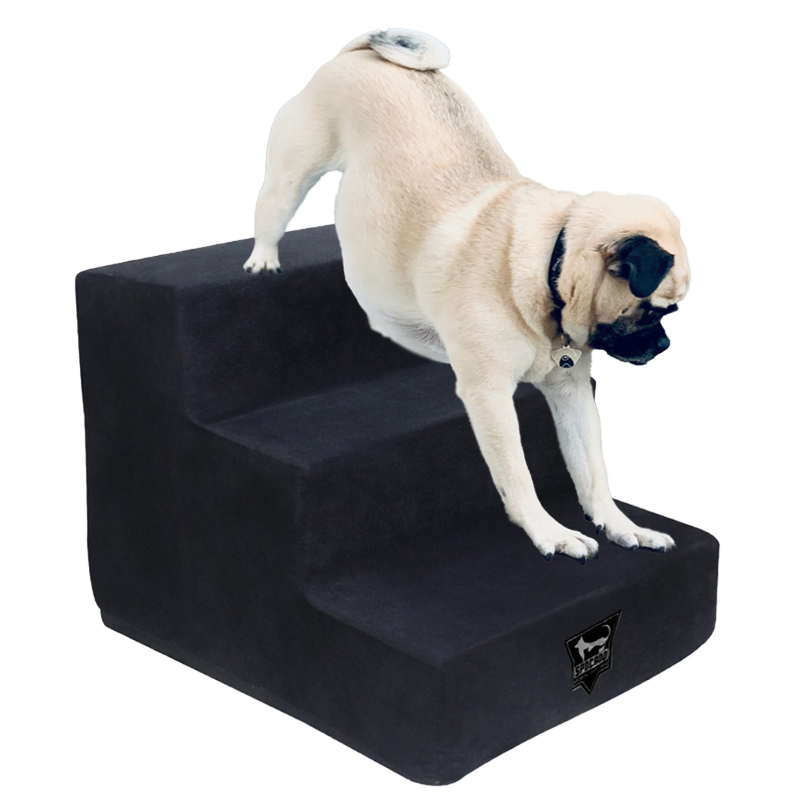 SPOCADO "Albion" Hundetreppe mit Plüschbezug 3-stufig schwarz