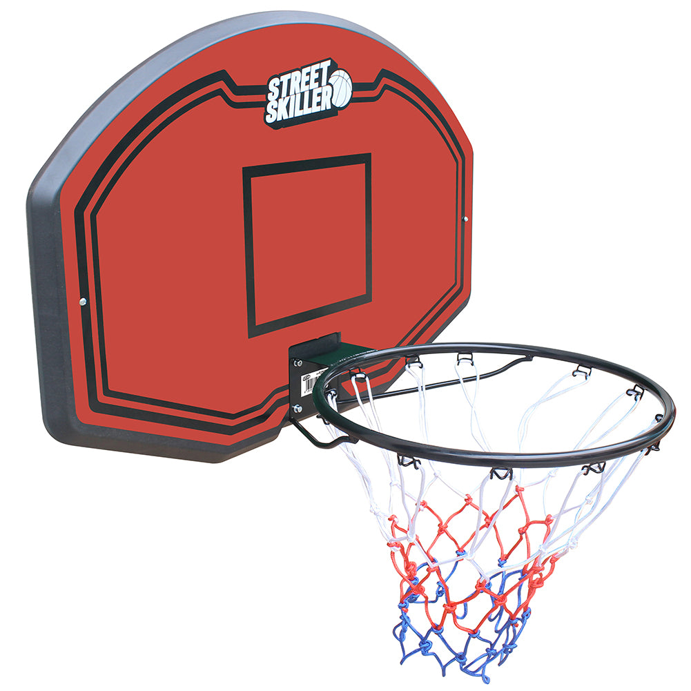 STREETSKILLER Basketballkorb mit Brett und Wandhalterung rot/schwarz