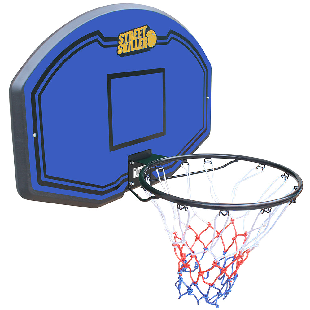STREETSKILLER Basketballkorb mit Brett und Wandhalterung blau/gelb