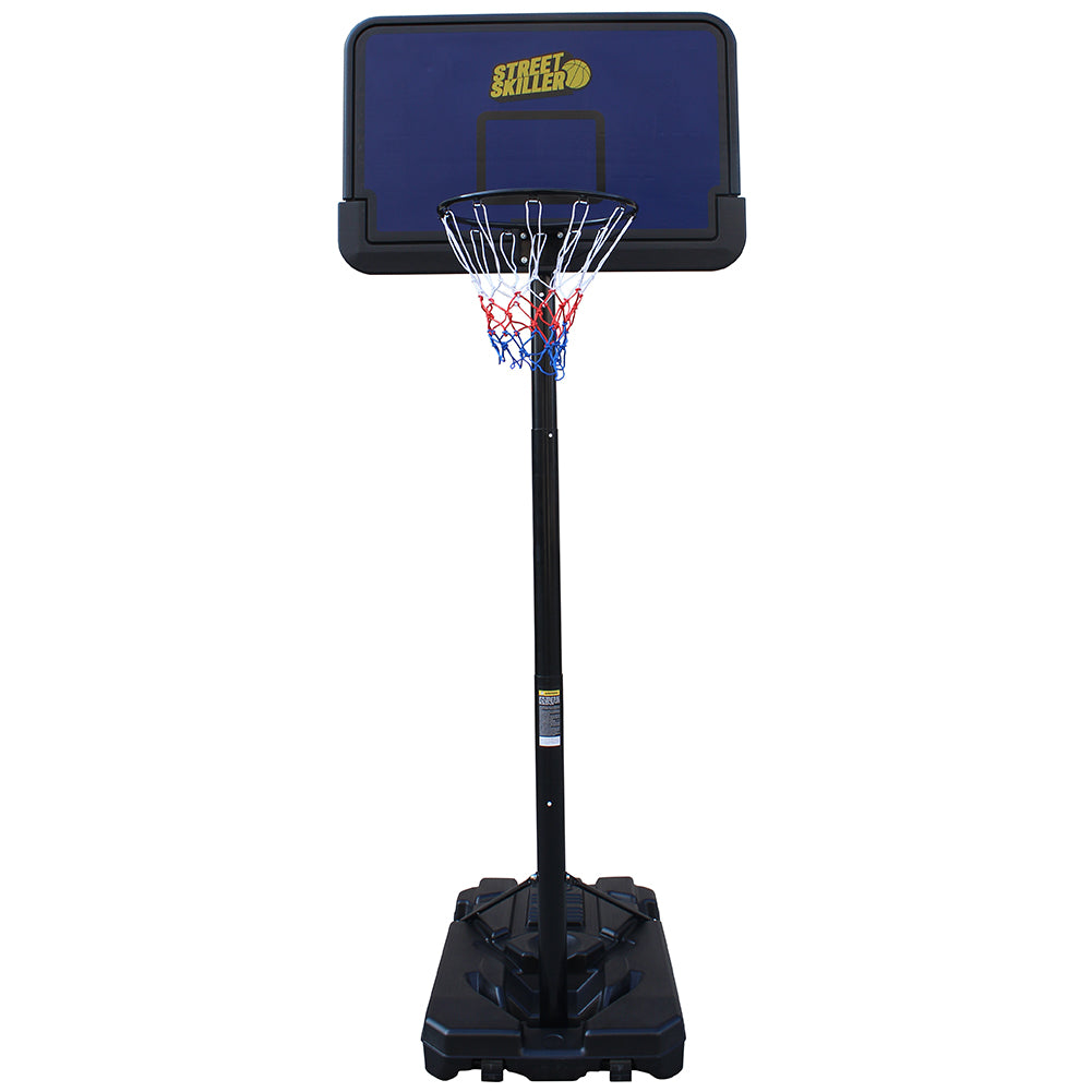 STREETSKILLER höhenverstellbarer Outdoor Basketballkorb 2,00 - 3,05 m blau/gelb